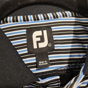 Footjoy Polo Men's Short Sleeve Blue Black White Striped Golf Polo Size L